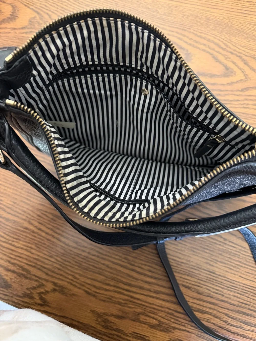 kate spade Black Pebbled Leather Shoulder Bag with Gold Hardware